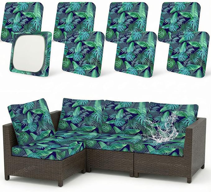 Joy Bubble 8 Pack Outdoor Cushion Covers Water Resistant High Stretch Fit Patio Cushion Covers 180g Couch Seat Slipcovers ...