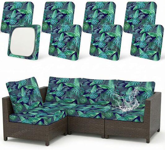 Joy Bubble 8 Pack Outdoor Cushion Covers Water Resistant High Stretch Fit Patio Cushion Covers 180g Couch Seat Slipcovers ...