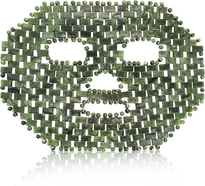 ZOOFOX Jade Facial Mask, 100% Natural Jade Facial Cooling Mask for Hot and Cold Therapy,Green Stone Full Face Mask for Sel...