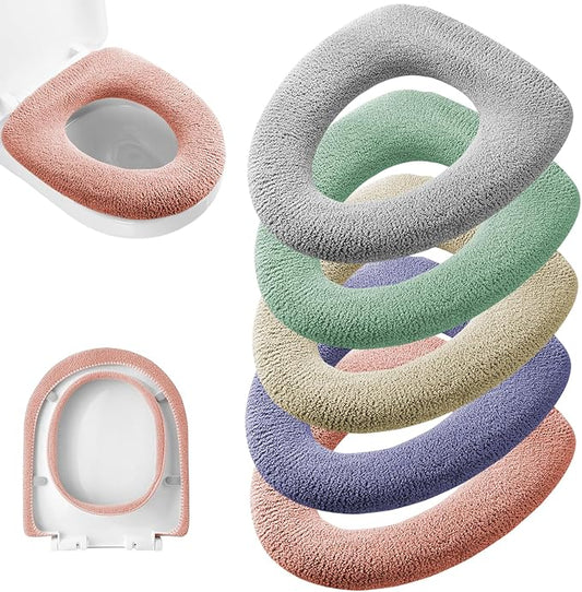 Legigo 5 Pack Thicker Bathroom Toilet Seat Cover Pads- Soft Warmer Toilet Seat Cushion Cover Stretchable Washable Fiber Cl...