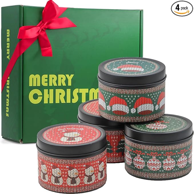 Christmas Candles - Christmas Gifts for Women, Scented Candles Gift Set, Natural Soy Wax Aromatherapy Candle for Home Scen...
