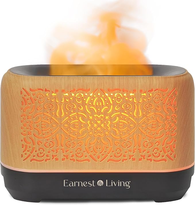 Earnest Living Essential Oil Diffuser Classic Flame Diffuser 200ml Timers Night Lights and Auto Off Function Home Office H...