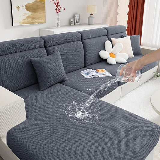 hyha Waterproof Couch Cushion Covers, Stretch Magic Sofa Covers Washable, Thick Jacquard Fabric, Waterproof Sofa Couch Cov...