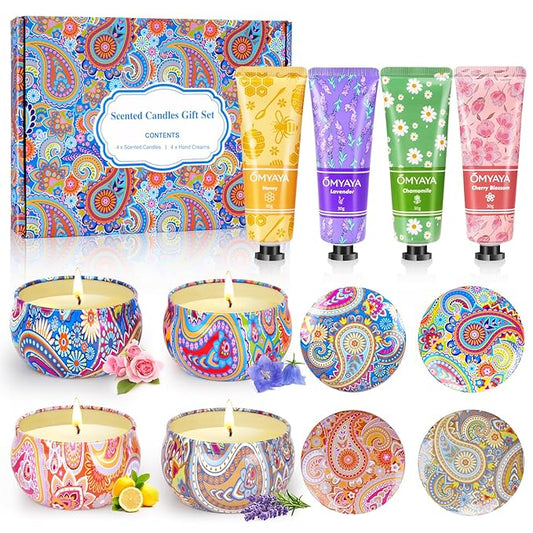 Gift Baskets for Women - Scented Candles Gift Set & Hand Lotion Cream Set, Christmas Gift Set, Teacher Appreciation Gifts,...