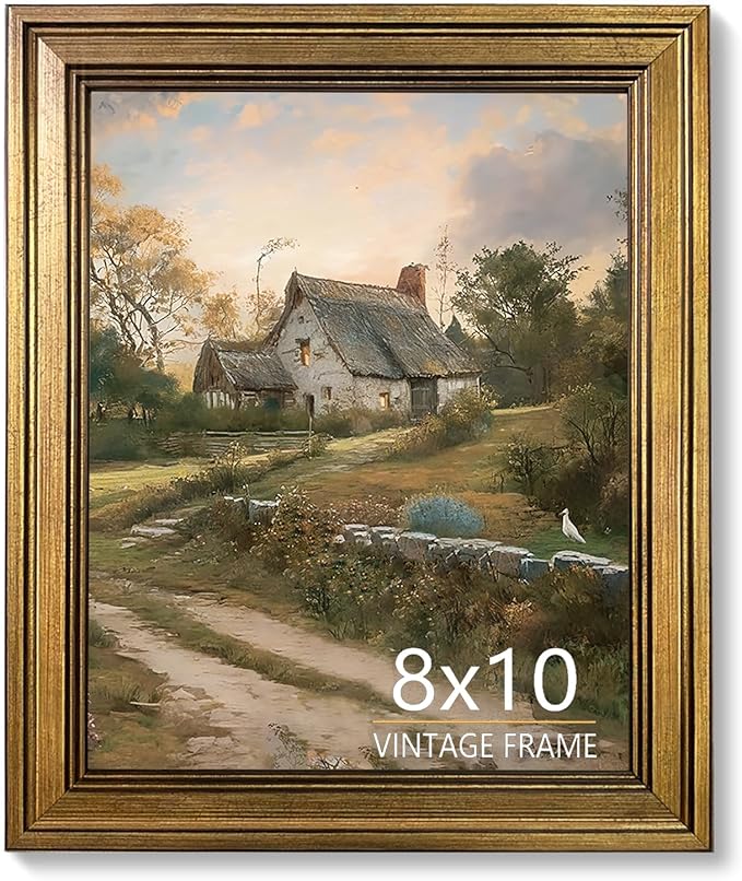 Aruifinw 8x10 Picture Frame - Vintage Gold Picture Frame for Tabletop & Wall Mount, 8 x 10 Photo Frame for Living Room, Be...