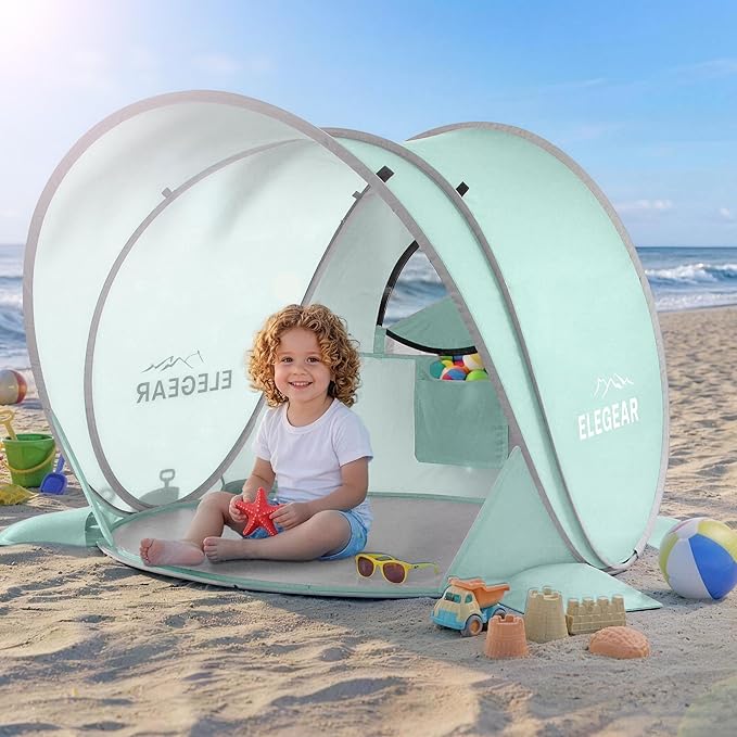 Elegear Pop Up Baby Beach Tent with Mini Canopy, CumbreX™ UPF 50+ UV Protection Baby Tent Sun Shelter, 1S Setup Portable B...