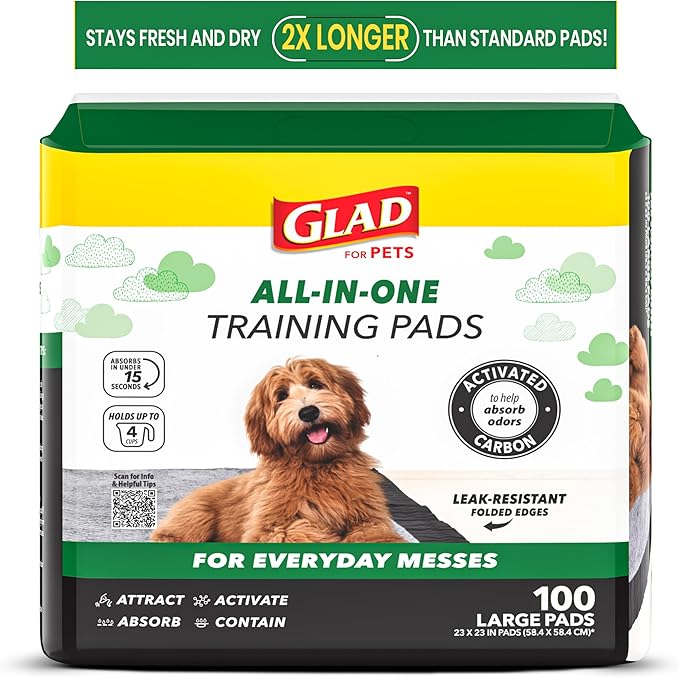 Glad for Pets Black Charcoal Puppy Pads - Super Absorbent Disposable Dog Pee Pads, Potty Training Pads, and Pet Supplies -...