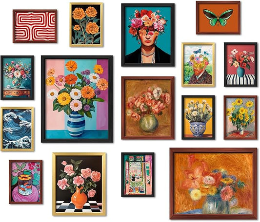 ANERZA 16 PCS Eclectic Wall Art Decor, Mid Century Modern Maximalist Home Gallery Wall Collage Kit Prints for Bedroom Bath...