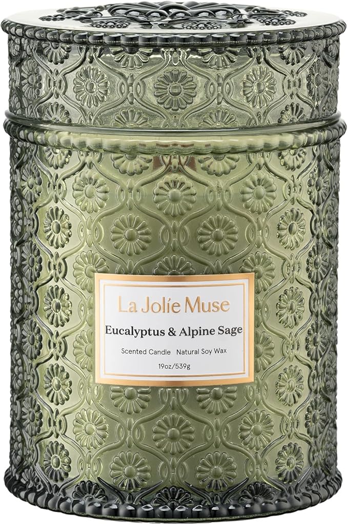 LA JOLIE MUSE Eucalyptus & Alpine Sage | Eucalyptus, Lavender & Sage Candle for Home Cleansing | 19 oz Wooden Wick | Natur...