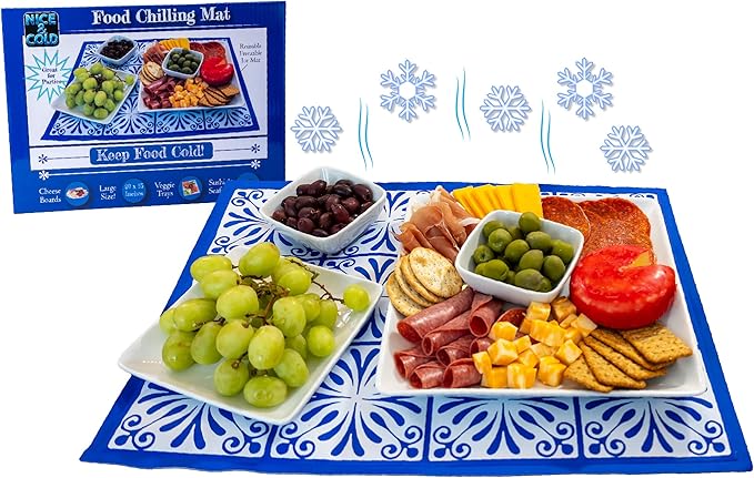 Reusable Freezable Ice Mat for Keeping Food Trays, Cheese Boards, Deli Meat, Veggie Plates, & Sushi Fresh and Cold – Charc...