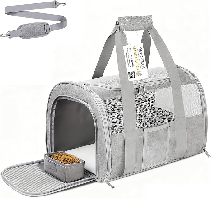 SECLATO Cat Carrier Pet Dog Carrier Airline Approved for Puppy Kitten Carriers Under 15lb, Collapsible Soft Sided TSA Appr...
