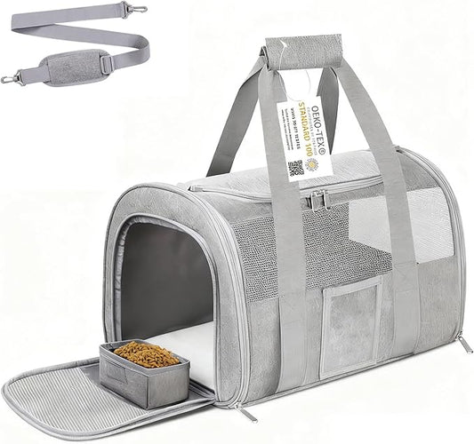 SECLATO Cat Carrier Pet Dog Carrier Airline Approved for Puppy Kitten Carriers Under 15lb, Collapsible Soft Sided TSA Appr...