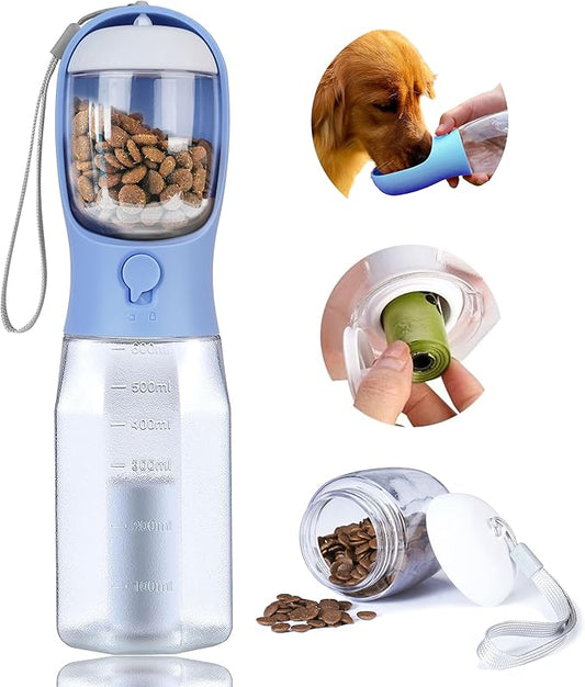 AVELORA Dog Water Bottle with Food Container, Portable Pet Dog Water Dispenser for Outdoor Walking,Hiking,Travel,Puppy Ess...
