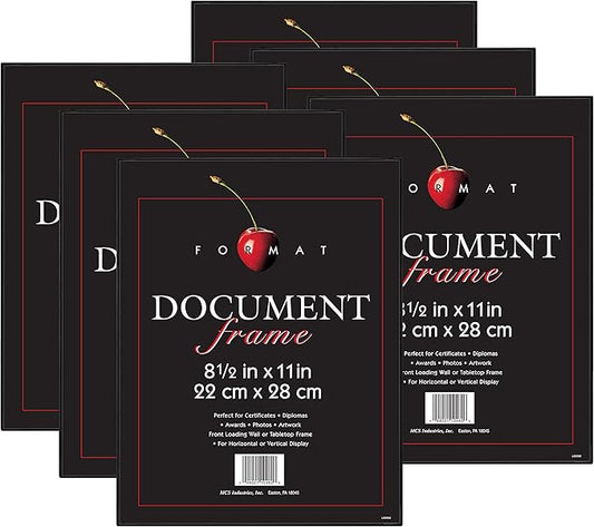 MCS Format 8.5x11 Diploma Frame, Black Picture Frame Wall Hanging or Tabletop Easel for Documents, Awards & Certificates (...