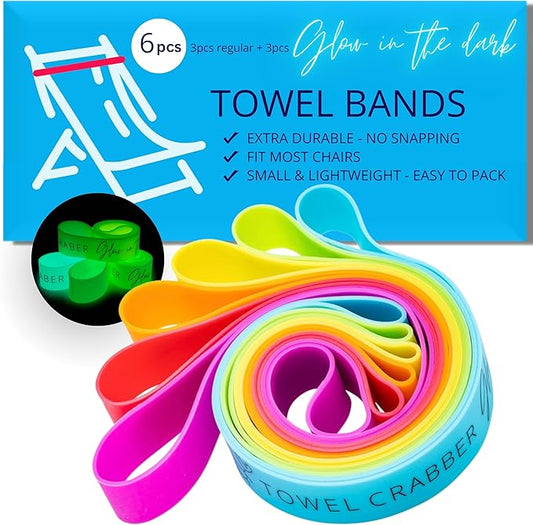 Towel Bands (6-Pack), Beach Pool & Cruise Chairs, Extra Durable, No Snapping, Cruise Ship & Beach Essentials, Great Altern...