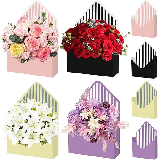 4 Pcs Mother's Day Florist Bouquet Envelope Boxes Mixed Style Flower Bouquet Packaging Gift Paper Boxes Gift Wrapping Enve...