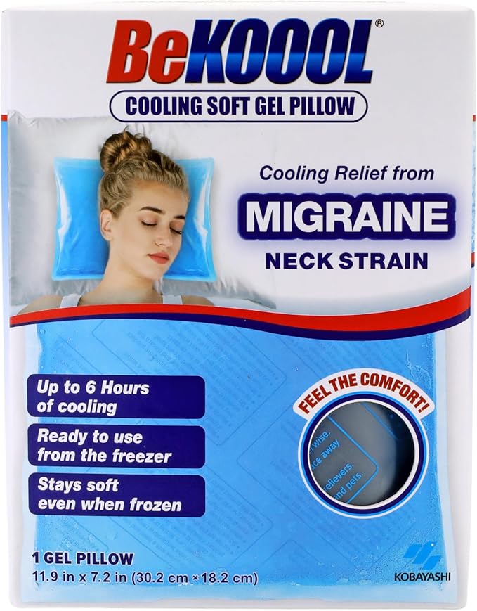 BeKOOOL Cooling Soft Gel Pillow - Reusable Cooling Relief from Migraines, Neck Strain and Fever - Up to 6 Hours of Coolin...