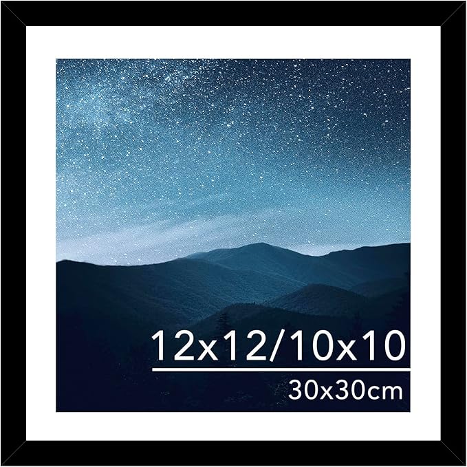 JCJMY 12x12 Picture Frame with Mat for 30 x 30cm Diamond Art Painting, Display Photo 10x10 or 12 x 12 Without Mat, Wall Ha...