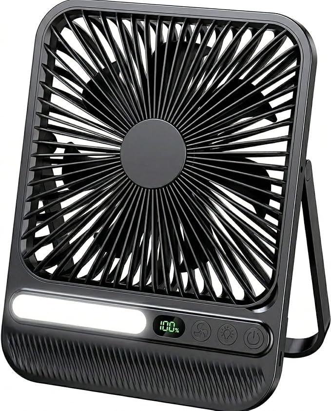 BIVBTP 7-Inch Portable Travel Fan, Cruise Ship Approved, 28H 8000mAh Ultra-Thin Quiet Rechargeable Battery Operated Desk F...