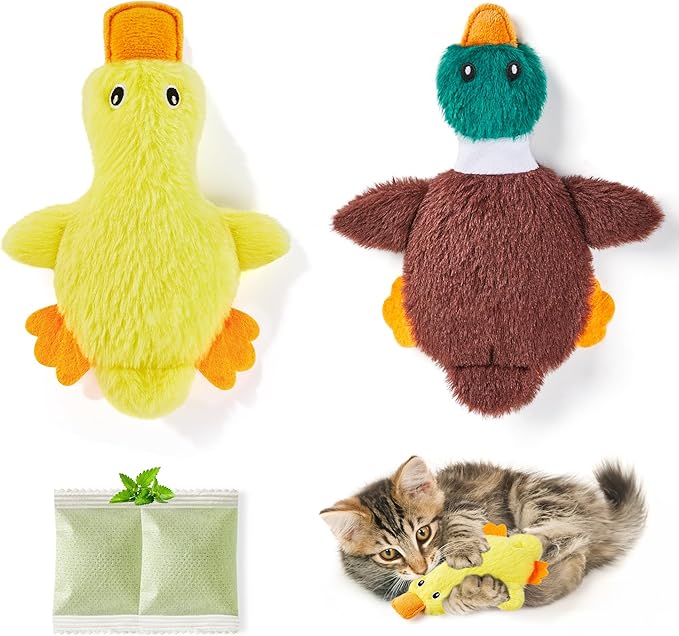 Potaroma Cat Toys Catnip Crinkly Sound 2 Pcs, Mess-Free Stuffless Kitten Toy, Durable Feline Bite Interactive Kicker Toys ...