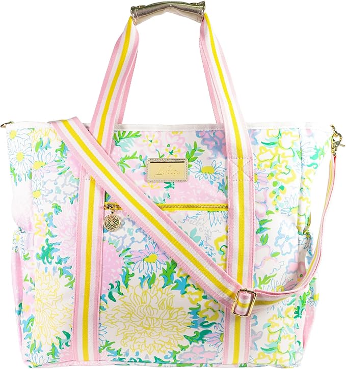 Lilly Pulitzer Beach and Picnic Cooler, Insulated Bag with Adjustable Shoulder Strap and Zipper, Large Soft Cooler