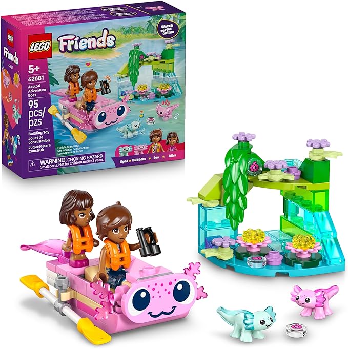 LEGO Friends Axolotl Adventure Boat Building Toy for Girls & Boys - Pretend Play Set for Kids, Ages 5+ - W/Leo Minidoll, A...