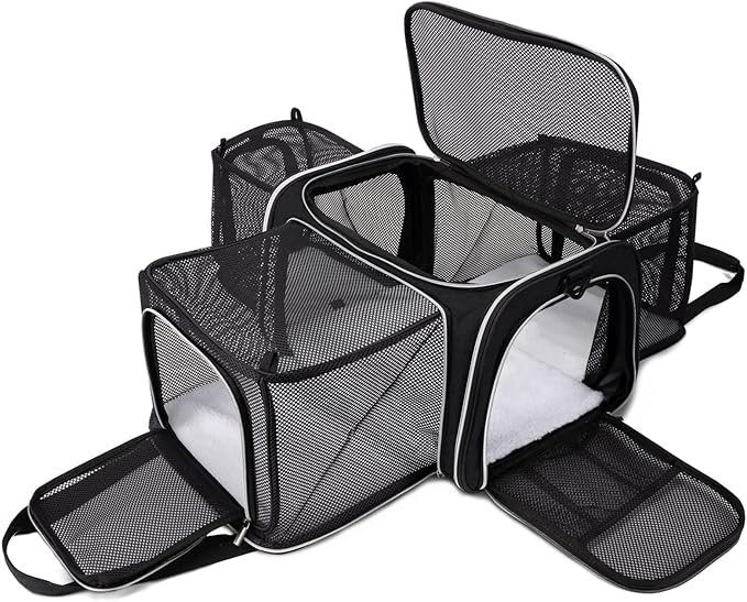 BAGLHER Cat Carrier Bag,Airline Approved Pet Carrier Soft Side Pet Travel 5 Sides Open Doors 3 Sides Expandable Foldable D...