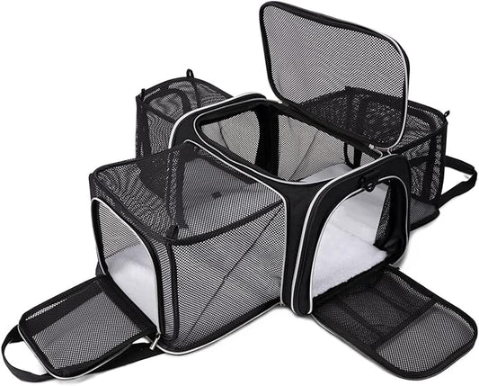 BAGLHER Cat Carrier Bag,Airline Approved Pet Carrier Soft Side Pet Travel 5 Sides Open Doors 3 Sides Expandable Foldable D...