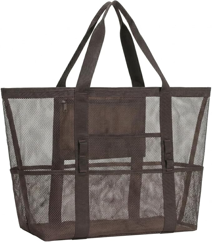 F-color Mesh Beach Bag - Large Beach Tote for Cruise Travel, Toys Pool Bags for Family Vacation Essentials