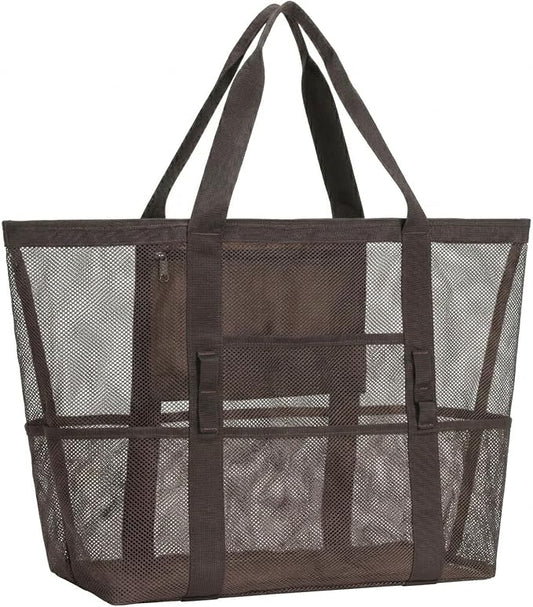 F-color Mesh Beach Bag - Large Beach Tote for Cruise Travel, Toys Pool Bags for Family Vacation Essentials