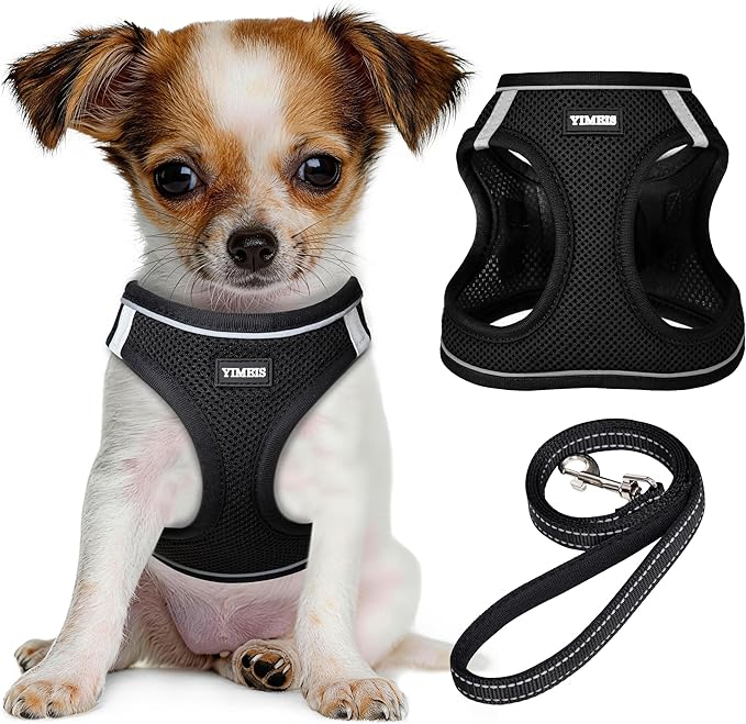 YIMEIS Dog Harness and Leash Set, No Pull Soft Mesh Pet Harness, Reflective Adjustable Puppy Vest for Small Medium Large D...