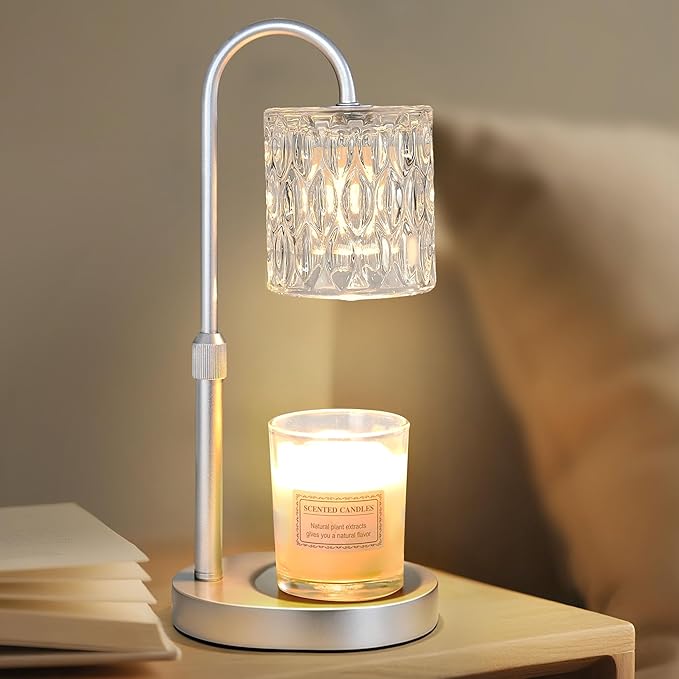 Dreamholder Electric Candle Warmer Lamp with Timer & Dimmer, Adjustable Height Wax Melt Warmer for Jar Candles, Wood Base ...