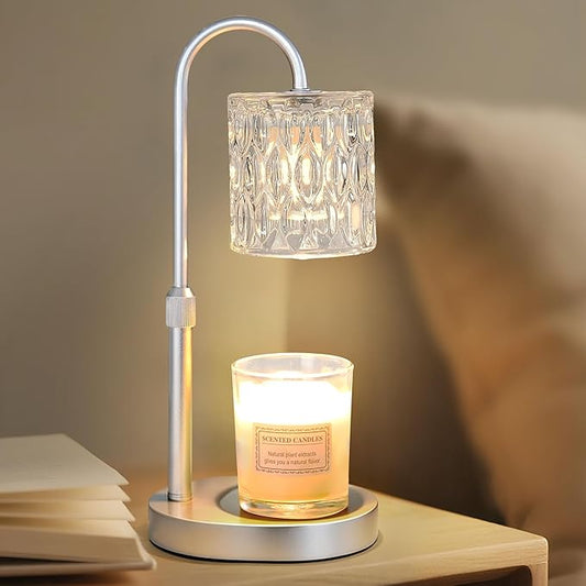 Dreamholder Electric Candle Warmer Lamp with Timer & Dimmer, Adjustable Height Wax Melt Warmer for Jar Candles, Wood Base ...