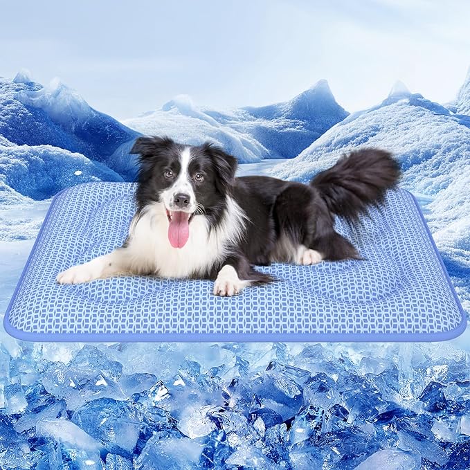 Rywell Dog Cooling Mat, 44”x32” Super Thick & Reversible Cooling Mat for Dogs, Arc-Chill 3.0 & PCM for Long-Lasting Cool a...