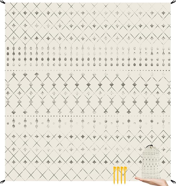 Beach Blanket Waterproof Sandproof, 78"×86" Large Picnic Blankets for 2-4 Adult, Lightweight Quick Dry Polyester Beach Mat...