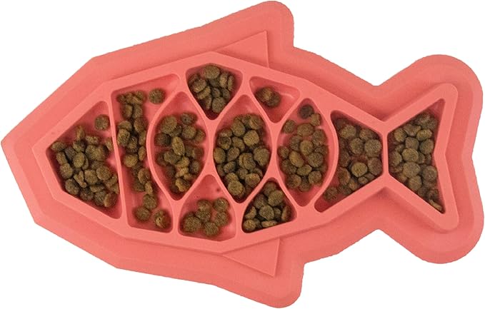Catstages Fishie Fun Feed Mat – Non-Slip Slow Feeder Mat for Cats with Catnip, Crinkle Sounds & Engaging Play, ½ Cup Food ...