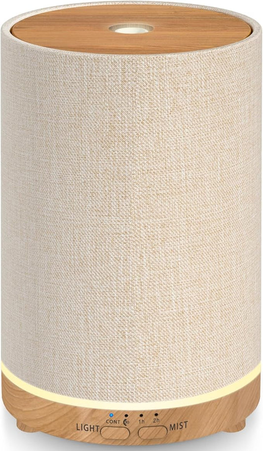 URPOWER 100ML Essential Oil Diffusers for Home with Linen Cover 7 Color Changing Lights, Timer & Auto-Off Scent Diffuser O...