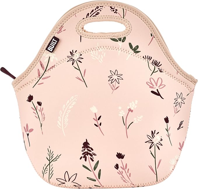 Built Gourmet Getaway Insulated Lunch Bag – Rose Floral Neoprene Tote with Soft Handles & Zipper, Reusable Food Carrier fo...