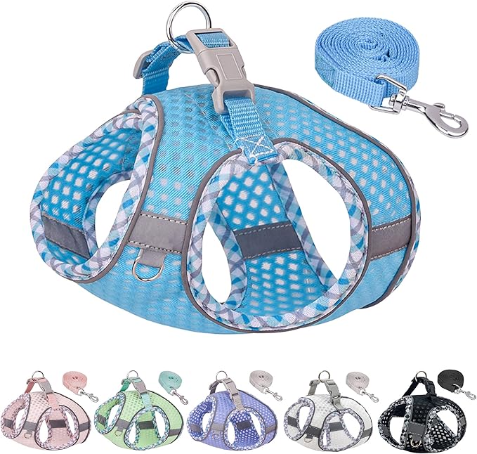 JOYPAWS Summer Soft Dog Harness and Leash Set,Ultra Thin Breathable Diamond Mesh, Step in Adjustable Dog Harness with Padd...