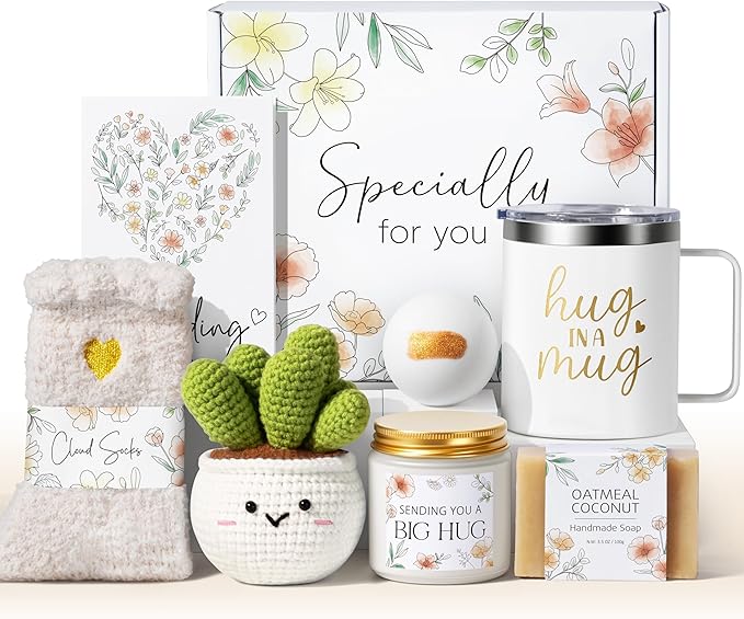 Self Care Get Well Soon Gifts Basket for Women, Mothers Day Birthday Gifts for Women Spa Care Package, Thinking of You Ins...