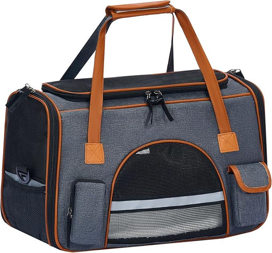 Pesen 18x11x11 Inches Cat Carrier– Fits Pets Up to 16 lbs, Anti-Collapse Design, Multiple Storage Pockets, Cat Carrier Sof...