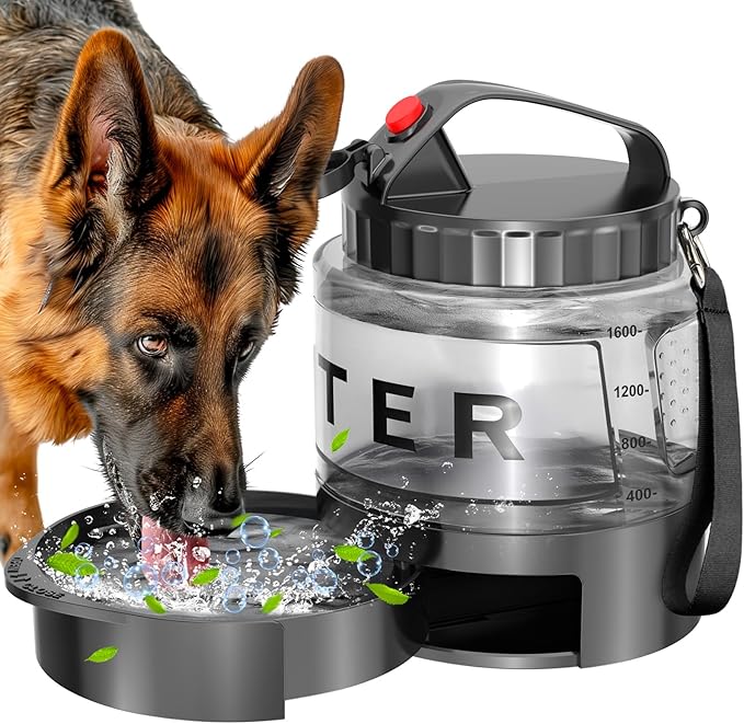 Dog Water Bottle Travel Bowl - 56oz Large Portable Dog Water Bowls Dispenser for Camping Essentials Hiking Traveling Beach...
