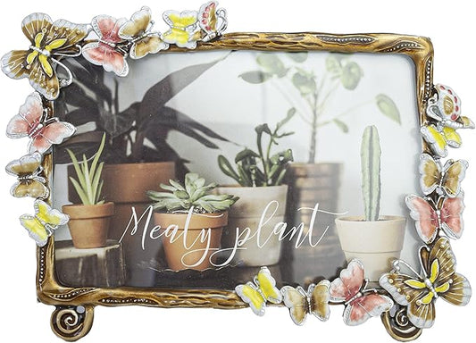 Tricune Floral Picture Frame Display Photo 4x6 Photo Frame Made of Metal and High Definition Glass for Table Top Display H...