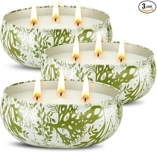 3 x 12oz Citronella Candle Outdoor 3 Wick Soy Wax Citronella Candle Set Jar Candle Up to 240hrs Burning Outdoor Candles Ho...