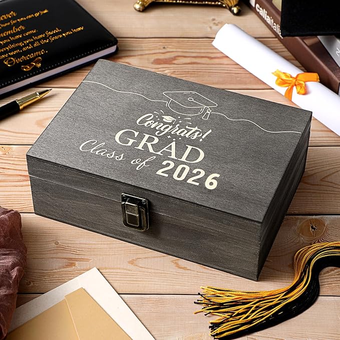 Seeloowy Graduation Memory Keepsake Box with Photo Custom 2026 Large Grad Card Box with Customized Picture Gift for Him He...