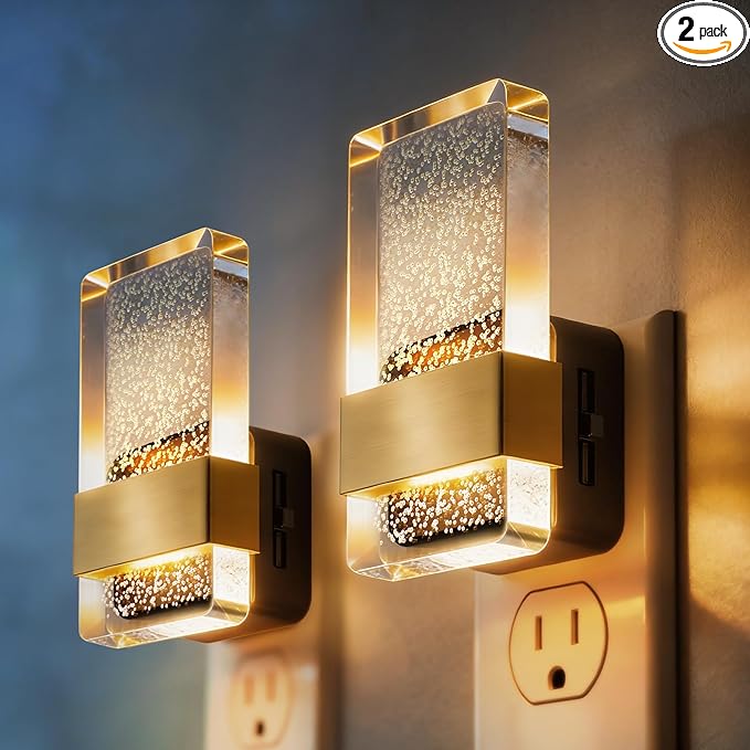 DORESshop LED Night Lights Plug Into Wall [2 Pack], 0-100LM Dimmable Nightlight, Bubble Decorative Night Light with Dusk-t...