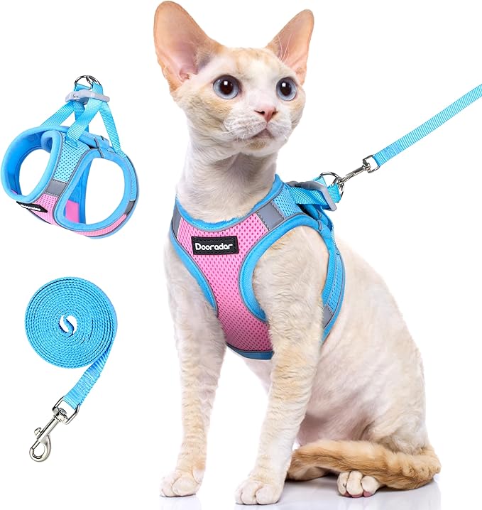Dooradar Cat Harness and Leash Set, Escape Proof Lightweight Kitten Harness, Soft Breathable Reflective Vest for Outdoor W...