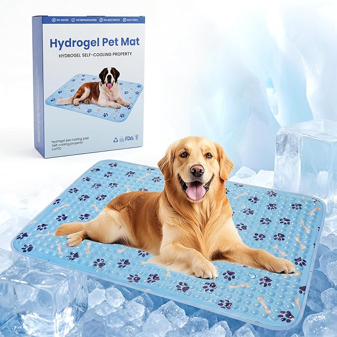 Pet Cooling Gel Pad with Patent Technology, 20in Dog Cooling Mat for Summer, Self-Cooling Mat for Medium/Small Dogs, Non-S...