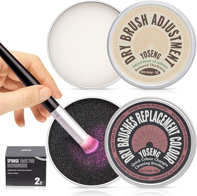 Yoseng 2 Pack Dry Brush Cleaner Sponge for Makeup & Art - Dual Texture Palette (White Soft/Black Hard) | Reusable Color Sw...