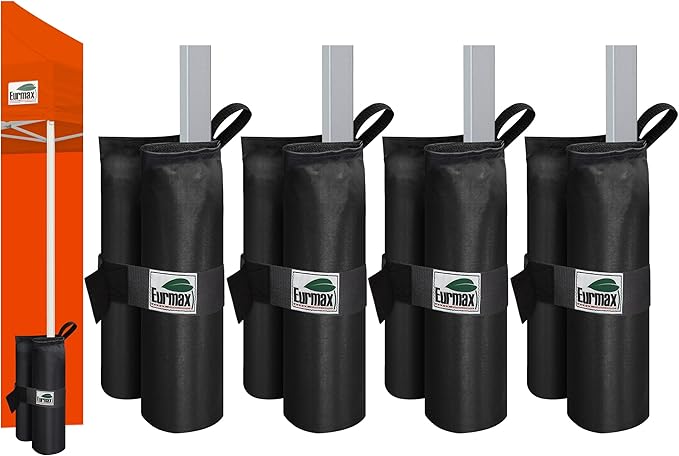 Eurmax USA 4-Pack 150LBS Capacity Universal Canopy Weight Bags,Heavy Duty Windproof Sandbags with All-Around Wrap Design,U...